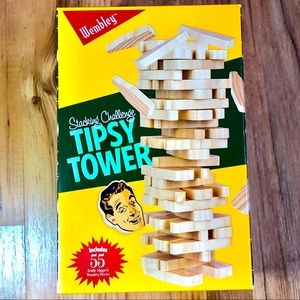 NEW Tipsy Tower Game, Bottle Shaped Wooden Pieces
